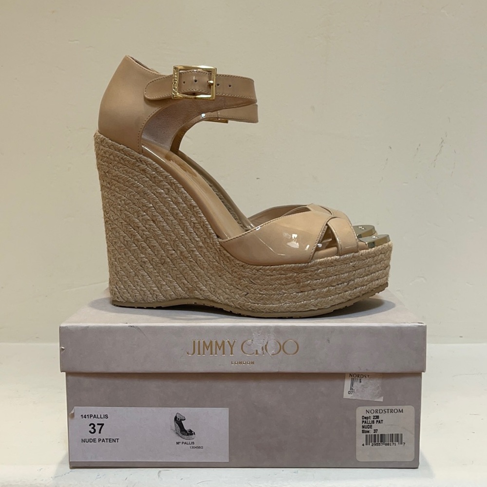 JIMMY CHOO | Nude Espadrille Wedges